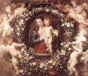 RUBENS, Pieter Pauwel Madonna in Floral Wreath oil painting